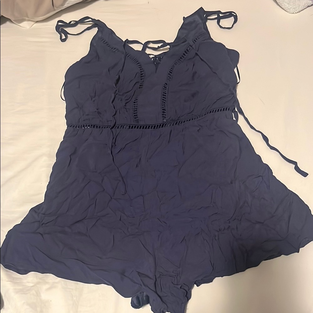 Women's Navy Spaghetti Romper